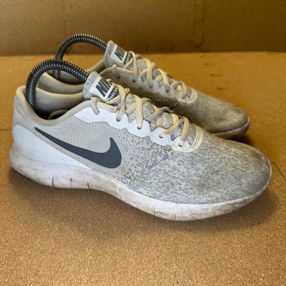 Nike‎ Flex Contact Womens Running Shoes White Grey 908995-100 Size 8.5